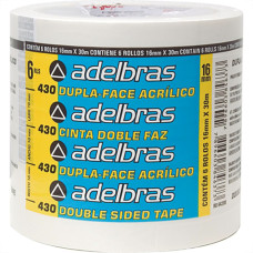 Fita Dupla-Face Adelbras 16Mmx30Mt - Kit C/6 Unidades