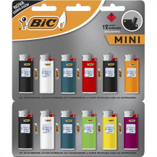 Isqueiro Gas Desc.Mini Bic - Kit C/12 Unidades