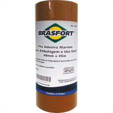 Fita Embal Brasfort 48X 45 Marrom - Kit C/5 Unidades