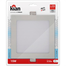 Luminaria Led Embutir Quadrada 15W 6000K 20Cm Kian