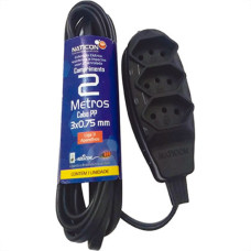 Extensao Naticon Pp 0,75 02Mt 2P+T10A Preto