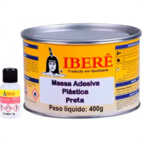 Massa Plastica 400Gr Ibere Preta - Kit C/12 Unidades