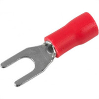 Terminal Pre-Isol Forquilha 0,5-1,5 F3,7 Vermelho - Kit C/100 Unidades