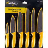 Faca Gourmet Titanium Kit 06Pc Amarelo 6890