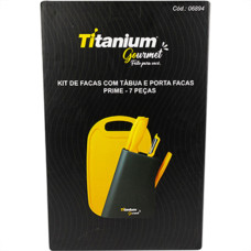 Kit C/Tabua/Porta Faca 7Pc Titanium 6894