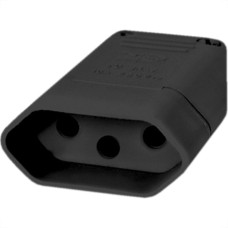 Pino Femea Perlex 2P+T 10A Preto 2043 - Kit C/10 Unidades