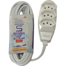 Extensao Naticon Pp 0,75 05Mt 2P+T10A Branco