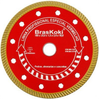 Disco Diamantado Braskoki 180Mm Turbo Jet Vermelho Seco Agua 