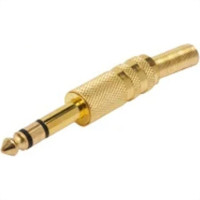 Plug P-10 Stereo 6,35Mm Dourado Com Mola 603 - Kit C/10 