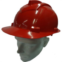 Capacete Com Carneira Ledan Plastico Vermelho 2534