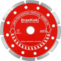 Disco Diamantado Braskoki 180Mm Segmentado Vermelho Seco Agua 