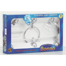 Acessorio Wc Aquaplas Bonno Cromado/Cristal/Fume 5 Pecas 