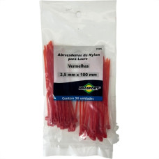 Abracadeira Nylon Brasfort Vermelha 2,5X100 50 Pecas 7295