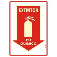 Placa Sinalizacao Pvc 20X30 ''Extintor Po Quimico'' Fluorescente 250Br