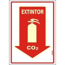 Placa Sinalizacao Pvc 20X30 ''Extintor Co2'' Fluorescente 250Bs