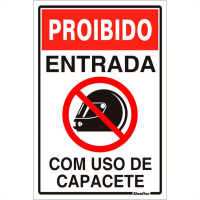 Placa Sinalizacao Pvc 20X30 ''Proibido Uso De Capacete'' 250Sp