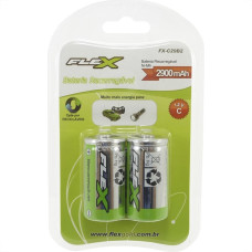 Pilha Recarregavel Flexgold Media ''C'' Com 2 Pecas 2900Mah Fx-C29B2