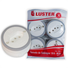 Tomada Externa Luster 2 Polos +Terra 10A Branca 2081 - Kit C/10 