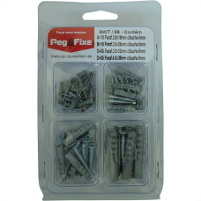 Cartela Bucha Fixacao 4A8Mm+Parafuso Phillips Peg&Fixe Kit 66 Pecas Akit/69