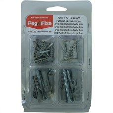 Cartela Bucha Fixacao 5A10Mm+Parafuso Phillips Peg&Fixe Kit 44 Pecas Akit/77