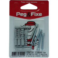 Cartela Bucha Fixacao 06+Parafuso Phillips 3,9 X 32 Peg&Fixe Kit 12 Pecas Apcb/05