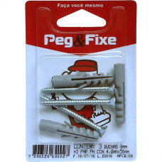 Cartela Bucha Fixacao 08+Parafuso Phillips 4,8 X 50 Peg&Fixe Kit 6 Pecas Apcb/09