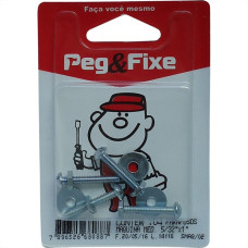 Cartela Parafuso Rosca Maquina Peg&Fixe   Redonda 5/32 X 1''+Porca+Arruela Com 12 Pecas Amaq/02