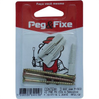 Cartela Bucha Fixacao Drywal 06+Parafuso Phillips Peg&Fixe Kit 6 Pecas Apoc/02