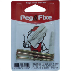 Cartela Bucha Fixacao Drywal 06+Parafuso Phillips Peg&Fixe Kit 6 Pecas Apoc/02