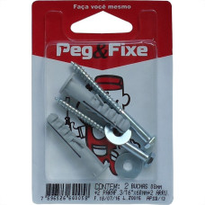Cartela Bucha Fixacao 08+Parafuso Sextavado 3/16 X 60 Peg&Fixe Kit 6 Pecas Apsb/13