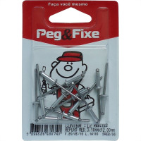 Cartela Rebite Repuxo Aluminio 3 X 12Mm Peg&Fixe 12 Pecas Areb/04