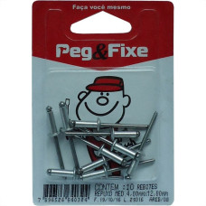 Cartela Rebite Repuxo Aluminio 4 X 12Mm Peg&Fixe 10 Pecas Areb/08