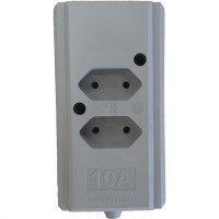 Tomada Barra Interneed   Dupla 10A 2 Polos Cinza 69362