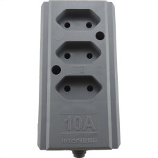 Tomada Barra Interneed   Tripla 10A 2 Polos Cinza 69096