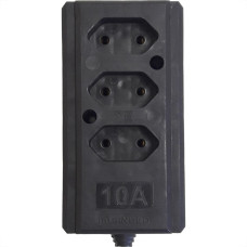 Tomada Barra Interneed   Tripla 10A 2 Polos Preta 69034