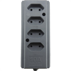 Tomada Barra Interneed   Quadrupla 10A 2 Polos Cinza 69188