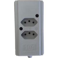 Tomada Barra Interneed   Dupla 10A 2 Polos +Terra Cinza 68914