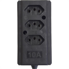 Tomada Barra Interneed   Tripla 10A 2 Polos +Terra Preta 66170