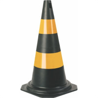 Cone Flexivel Plastcor Plastico Preto Refletivo 50Cm 