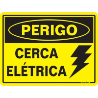 Placa Sinalizacao Poliestireno 15X20 ''Perigo Cerca Eletrica''  220Bs