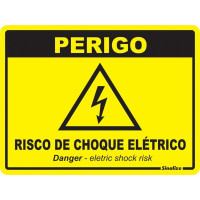 Placa Sinalizacao Poliestireno 15X20 ''Perigo Risco De Choque Eletrico''  220By