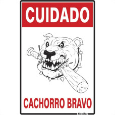 Placa Sinalizacao Poliestireno 20X30 ''Cuidado Cachorro Bravo'' 250Ai