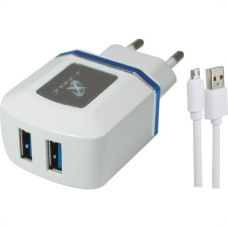 Carregador Turbo 2 Usb Com Pino Adaptador V8 Com Cabo Bivolt Xc-Ur7