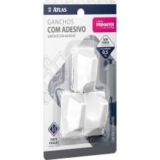 Gancho Adesivo Primafer Branco Plastico 0,5 1Kg 3Pecas Medio Pr2509