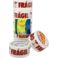 Fita Embalagem Koretech Cuidado Fragil Branca 48X50 Pa.18.01.0.0007 - Kit C/5 