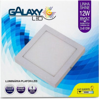 Luminaria Led Plafon Galaxy Externo Quadrado 12W 3000K 15,5Cm 2056S