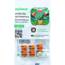 Conector Emenda Wago Flow 2Polo 4Mm Com 6Pecas 412 