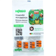 Conector Emenda Wago Flow 3Polo 4Mm Com 4Pecas 413 