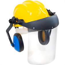 Capacete Com Abafador+Viseira Plastcor Amarelo 