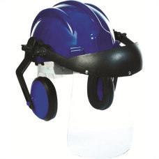 Capacete Com Abafador+Viseira Plastcor Azul 